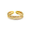 Anillo Abierto de Cobre Perla y Circonita de Lujo Ligero, Moderno y de Gama Alta, Anillo Versátil para el Dedo Índice con Diseño Microincrustado, Venta al por Mayor