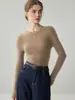 Suéter 100% cachemira pura para mujer, cuello redondo, jersey otoño/invierno, manga larga, tejido ajustado, capa base suave y cómoda