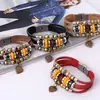 Pulsera de Cuero Decorativa con Colgante de Corazón de Aleación Creativo y Personalizado, Pulsera Sencilla Hecha a Mano con Cuentas, Joyería Popular en Europa y América