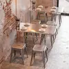 Tienda de Té de Leche Estilo Industrial, Restaurante, Bar de Snacks, Mesa Cuadrada Plegable de Acero Inoxidable, Juego de Mesa y Silla para Barbacoa al Aire Libre para Uso Comercial