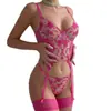 Lencería bordada transfronteriza europea y americana, ajustada, sensual, de malla, sexy, de alta gama, elaborada, transparente, erótica, moldeadora