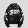 American Retro Biker Suit Puleather Trendy Brand Jacket Masculino e Feminino Outono e Inverno High-end Sense Fried Street Heavy Industry Baseball Suit Jacket