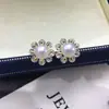 Aretes de Perlas de Agua Dulce Naturales con Flores de Circonia Brillantes, Aretes Simples y Exquisitos para Mujer, Joyería de Perlas de Alta Calidad al por Mayor
