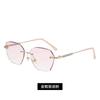 Nuevas Gafas Presbiópicas Antiluz Azul Sin Montura con Borde Decorado con Diamantes para Mujer Cyber Celebrant Rosa Degradado Rubor Gafas Lisas Decorativas