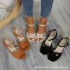 Sandalias de Tacón Alto de Verano Nuevas Transfronterizas Thousand 13 Estilo Europeo y Americano para Mujer Tacón Grueso Punta Abierta Tallas Grandes Calzado Romano de Comercio Exterior