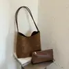 Bolsa feminina de grande capacidade, minimalista, nova coleção de inverno 2026, acabamento fosco retrô, bolsa de ombro, bolsa transversal, bolsa tote de alta qualidade