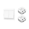 Interruptor inalámbrico inteligente de control único doble para el hogar, autoalimentado, sin cableado, panel 86, sin batería, impermeable, para pegar en cualquier lugar