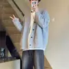 Sudadera de punto tipo cárdigan pesado para hombre, estilo japonés de otoño, corte holgado, suéter de moda, marca trendy, chaqueta casual versátil