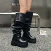 Botas Largas Gruesas de Moda para Adelgazar, Botas Altas hasta la Rodilla para Mujer, Botas de Montar Altas de Estilo Americano para Otoño e Invierno
