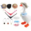Sombrero de paja de ganso de verano de 7 pulgadas transfronterizo, camisa de manga corta a rayas, gafas de sol, juego de collares, juego de ropa de ganso para porche de escritorio
