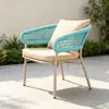 Silla de ratán para patio exterior, mesa y sillas de ocio, balcón al aire libre de jardín para el hogar, silla creativa con respaldo de cuerda para casa de huéspedes, mesa de café pequeña