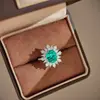 Anel Feminino Vintage Ovo de Pomba Oval Paraíba Cultivado de Luxo Pavimentado com Diamante de Alto Carbono