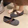 Zapatos Mary Jane Grises Peludos que Aumentan la Altura para Mujer, Nuevo Estilo Otoño e Invierno con Lazo, Suela Gruesa, Forrados de Felpa, Botas de Nieve