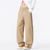 Pantalones casuales de algodón puro para hombre, nuevo estilo otoño 2026, transpirables, holgados, de pierna recta, versátiles, con caída, pantalones largos con cordón