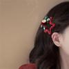 Horquilla de Felpa Roja con Forma de Estrella para Año Nuevo, Lazo, Pinza para Flequillo, Pinza Lateral para Mechones Sueltos, Adorno de Cabeza Navideño, Accesorios para el Cabello, Hecho a Mano