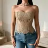 Corsé de Encaje Sexy Personalizado Estilo Retro Americano Ajustador de Cintura con Cordones Top Corto Ajustado al Cuerpo para Chicas Atrevidas Ropa Interior Transfronteriza