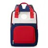 Nova Mochila Escolar Estudantil de Cor Contrastante, Grande Capacidade, Logo Imprimível, Mochila Leve Versátil, Mochila Multifuncional, Bolsa para Aulas Particulares