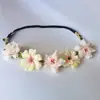 Diadema de tela de seda para mujeres y niñas, diadema tejida de cinco flores, accesorios para el cabello para fotografía de bodas, viajes, vacaciones, playa