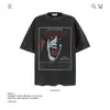Camiseta de Manga Corta Estampada Estilo High Street Oscuro Americano de Algodón Puro Pesado 250g para Hombre y Mujer Verano Holgada Moderna Marca Venta al por Mayor Transfronteriza