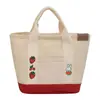Bolsa de Mão Estilo Japonês Ins Fofa Bordada em Lona para Mulheres, Novo Modelo para Mães, Bolsa Tote Portátil para Sair, Lancheira para o Trabalho