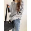 Suéter Coreano Chic Simple Elegante Cuello Polo Suéter Holgado de Punto Perezoso Ropa Exterior de Otoño de Manga Larga para Mujer