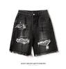Shorts Jeans Rasgado Ge Hua Masculino Calças de Verão Calças Capri Retrô Marca de Moda Senso de Design Nicho Estilo Americano High Street Pedindo
