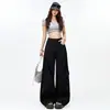 Verano Nuevo Diseño Estilo Retro Americano Chica Picante Pantalones Cimitarra Versátiles Adelgazantes Multibolsillos Pierna Ancha Cargo Pantalones Casuales