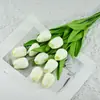 Arreglo de Flores de Tulipán Artificiales de Alta Gama Hidratante para Decoración de Mesa de Sala de Estar y Ramo para Fotografía