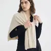 26 Novos Xales de Tricô Oversized em Forma de T de Lã Pura em Cores Misturadas para Mulheres, Cachecol Quente Outono/Inverno, Xale para Ombro, Protetor de Pescoço
