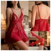 Lingerie Sexy, Não Precisa Tirar, Tamanho Grande, Luxo Leve, Camisola de Renda com Renda e Renda em V Profundo, Robe de Renda, Uniforme para Mulheres
