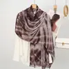 Bufanda Chal Tie-Dye Yongjun para Mujer, Protección Solar de Invierno, Rayón Delgado, Bufanda de Seda Decorativa de Alta Gama para Viaje