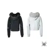 Moda Outono Nova Punk Dark Street Moletom com Capuz Gola de Pele Lavada Exportação Europeia e Americana Roupas