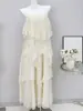 Vestido de Encaje con Tirantes Estilo Francés, Dobladillo Amplio, para Mujer, Nuevo Estilo de Principios de Primavera, Suave y Elegante, Vestido de Pastelería Adelgazante para Vacaciones