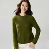 Nueva colección otoño/invierno: 75% cachemira, 25% seda de morera, de tres cabos, engrosado, suéter de cuello redondo, prenda base de punto para mujer