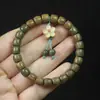Pulseira Reta de Contas de Sândalo Verde e Maçã com Pingente de Flor Contas Mori para Homens e Mulheres Contas de Rosário Atacado