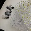 Adesivos para Nail Art Borboleta Dourada e Prateada com Padrão de Formiga, Folha de Ouro e Prata, Trevo de Quatro Folhas, Estrela Explosiva e Pedrarias, Modelo Popular Yt8946