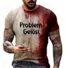 Comercio Exterior Transfronterizo Nueva Serie Navideña para Hombre Camiseta de Cuello Redondo Estampado 3D de Manga Corta Moda Casual