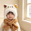 Conjunto de Gorro y Bufanda de Gato para Niños, Invierno Felpa Lindo Gorro con Protección para Orejas de Bebé Niña, Calentador de Cuello Grueso y Cálido para Niños