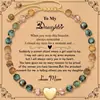 Pulsera de Corazón de Piedra Natural Europea y Americana Transfronteriza, Moderna y Única, Estilo Vintage, Versátil y Elegante, con Tarjeta, Pulsera Ajustable