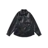 Jaqueta de Couro PU com Gola Reversível para Homens, Tendência Outonal Jovem Estilo Biker Street, Jaqueta Casual Solta Cool e Versátil