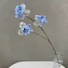 Flor de Princesa de Tres Cabezas Decoración de Boda Día de San Valentín Cumpleaños Flor Artificial Arte Floral Hecho a Mano Sala de Transmisión en Vivo Paisajismo del Hogar Flor Falsa