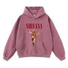 Sudadera con capucha de peso pesado de 420 g, lavada con sal, desgastada, con estampado de banda, estilo retro americano