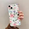 Ins Estilo Delicado Rosa Floral Maçã 17 Verão Capa para Celular Iphone15Proamx Nova Anti-Queda Capa Macia