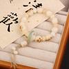 Pulsera de jade blanco Bodhi con garra de gato de carbón de estilo chino, nueva pulsera de doble anillo de mano Xingyue Bodhi Zi Wenwan natural para mujer