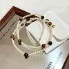 Colar de Pedra Olho de Tigre Natural e Pérola Swarovski para Mulheres, Corrente de Suéter de Luxo de Nicho, Estilo Longo, Melard Jewelry