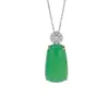 Colgante de Calcedonia Verde de Plata de Ley S925 Yiluyin, Versátil Cadena para Suéter Colgante de Moda de Lujo Ligero Estilo Chino