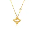 Collar de Trébol de Cuatro Hojas Hueco Cepillado Dorado Nuevo 2026 Vintage de Alta Gama Acero de Titanio Cadena para Clavícula que No se Desvanece Personalizable