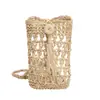 Bolso Bandolera de Moda Simple y Tendencia del Fabricante Bolso Tejido a Mano de Paja Versátil para Mujer Bolso para Teléfono Móvil Venta al por Mayor