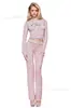 Conjunto de dos piezas de lunares estilo High Street europeo y americano para mujer: Sudadera con capucha y cremallera + Pantalones de pierna recta ajustados, Nuevos para Invierno