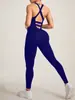 Comercio Exterior Ropa de Mujer Transfronteriza Europea y Americana Sin Costuras Elásticos Mono de una Pieza Leggings Ropa de Fitness Mono de una Pieza para Mujer